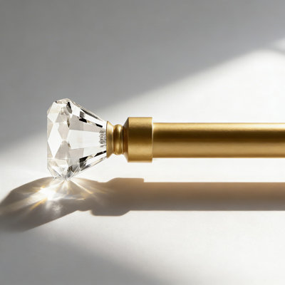 Modern Crystal Curtain Rod With Diamond Design, 1-Inch Diameter Adjustable Drapery Rod For Living Room And Bedroom