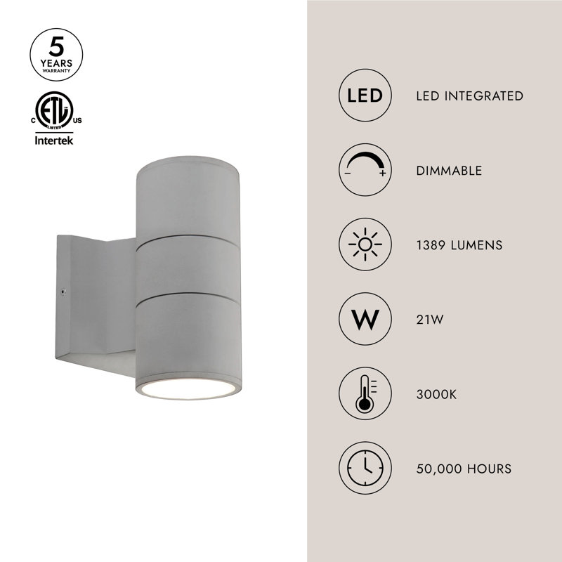 Lund LED Outdoor Armed Sconce, Black, 7"H x 4.5"W x 4.5"D