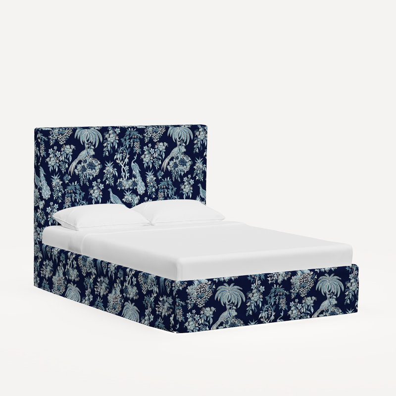 Shona Bed, Jr Daman Blue Foral Linen, Full