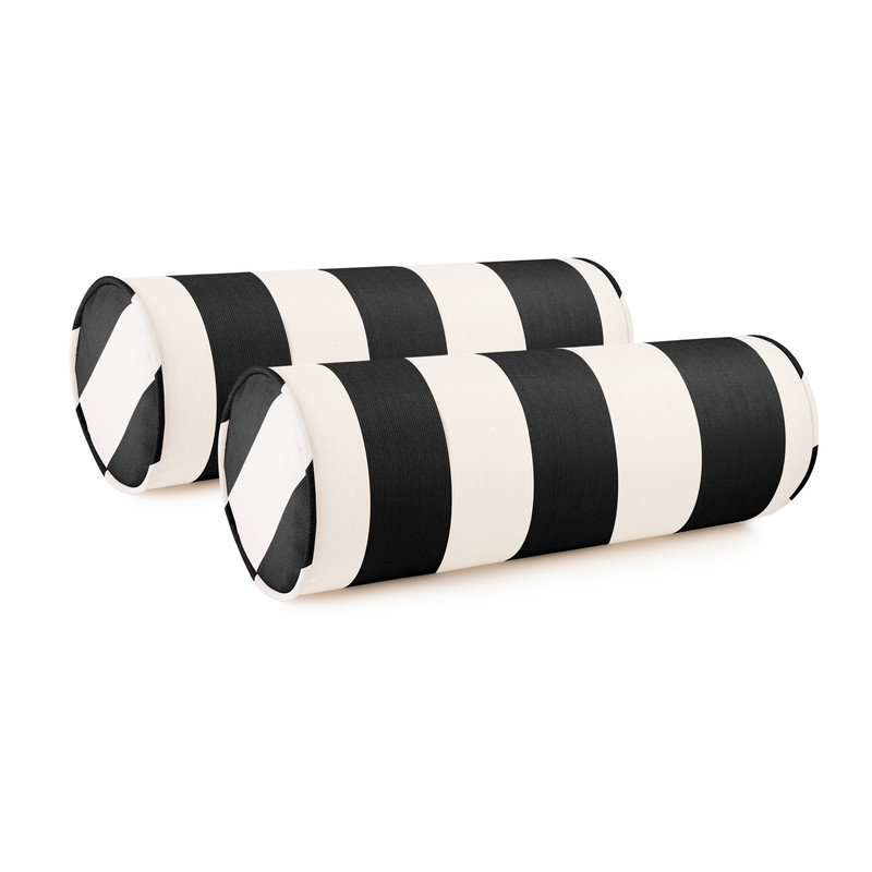 Ensemble de 2 traversins Austin Horn Classics Sunbrella Maxim Heather Beige Cabana, Noir