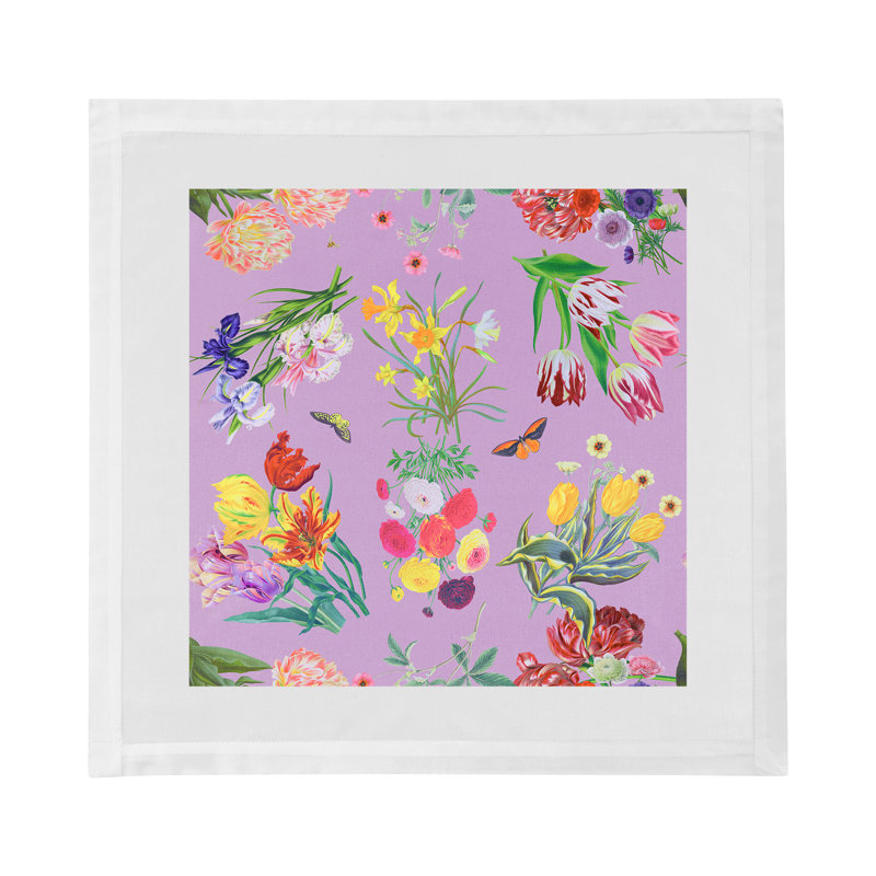 Flora Fauna Cotton Sateen Dinner Napkins, Orchid