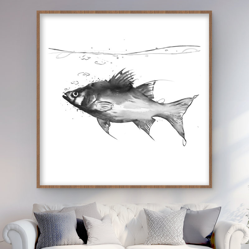 Natation de poisson - Black Man Cave, H 48 po x l 48 po, Brun