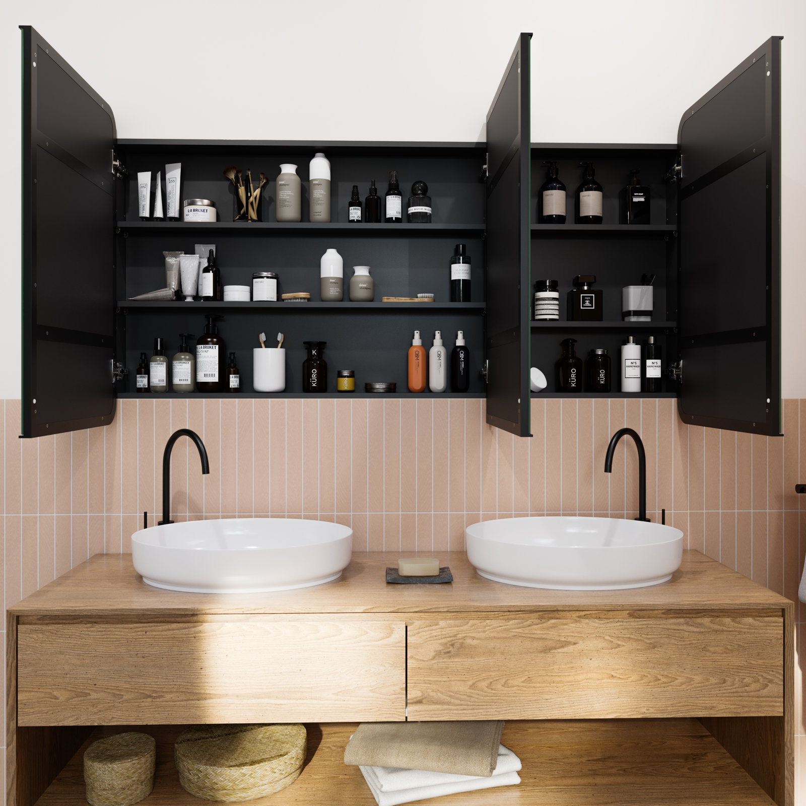 Calla Square Medicine Cabinet, Black