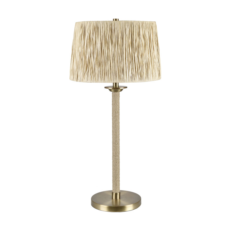 33" Metal Table Lamp With Beige Shade