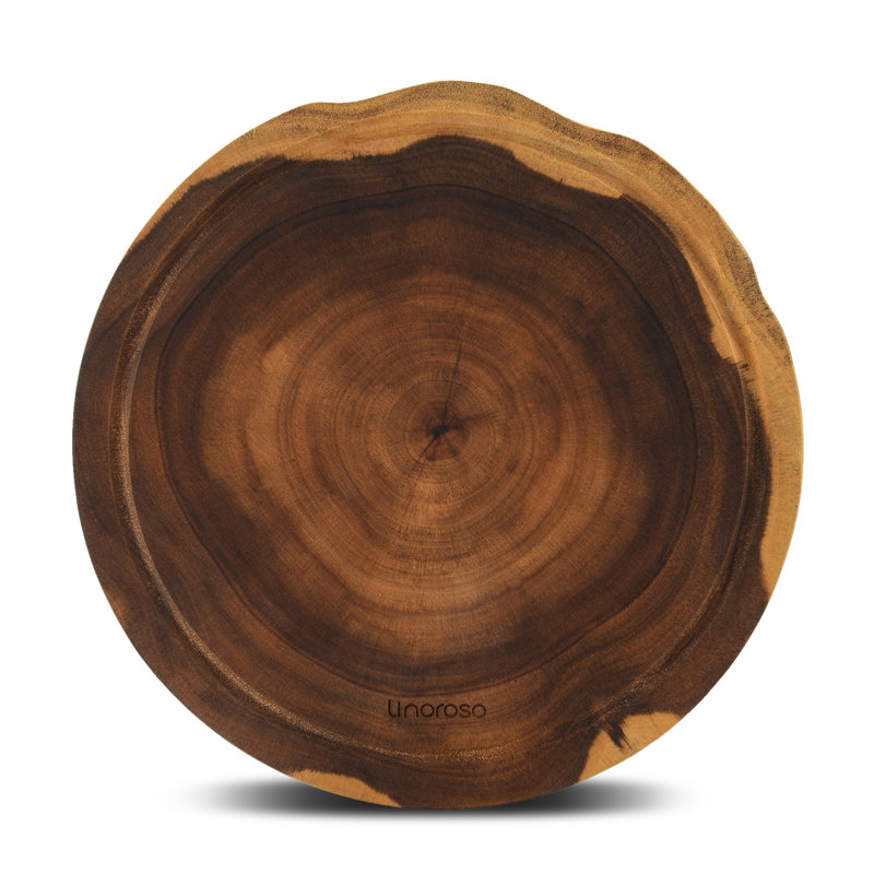 Acacia Wood Round Cutting Board with Juice Groove, 12-inch