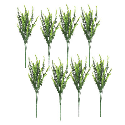 8 Bundles Fake Flowers Artificial Lavender Faux Plastic Plants for Home Decor Wedding Kitchen Garden Patio Porch Window Box Office Table Centerpieces Indoor Outdoor decoration