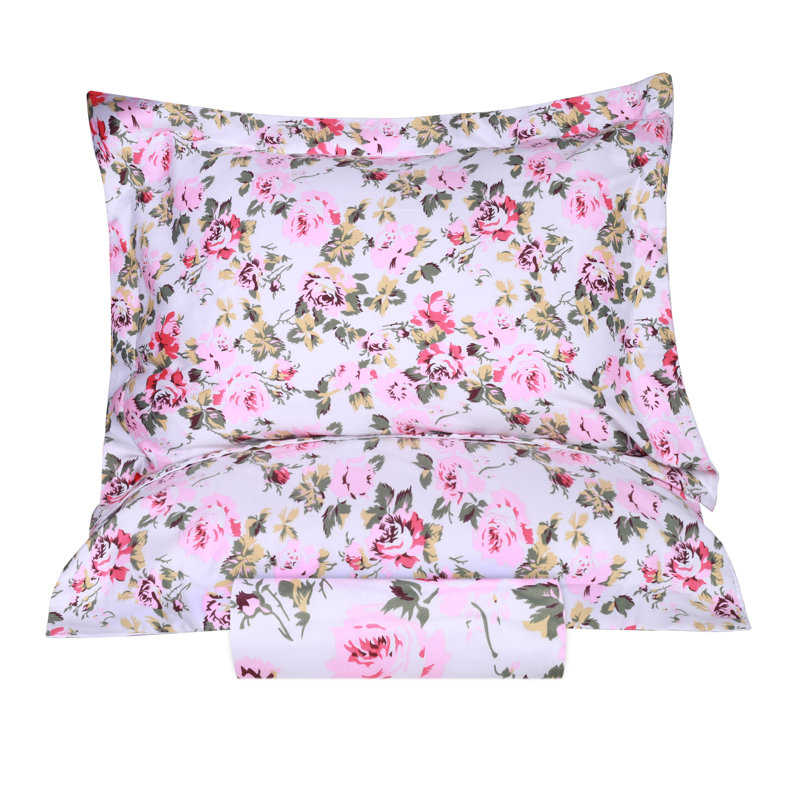 Ensemble de housse de couette en coton BNM Classic Floral Botanical, Blanc, Housse de couette pour très grand lit et 2 très