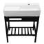 Lavabo de salle de bain console 28 po x 12 po avec planche à laver, pieds en acier inoxydable, lavabo en céramique utilitaire, tablette ouverte, compatible avec un seul trou