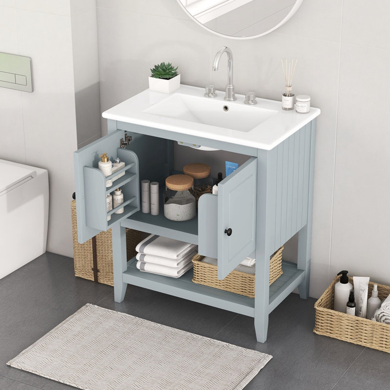 Lavabo de salle de bain 30 po, Gris