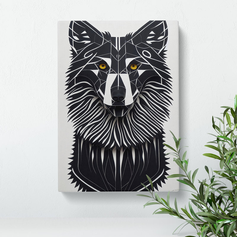 Wolf In Abstract No.5 - Print, Wrapped Canvas, 50cm H x 35cm W, No Matte