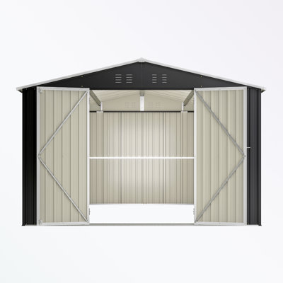 Remise de rangement extérieure en métal avec portes et évents verrouillables doubles