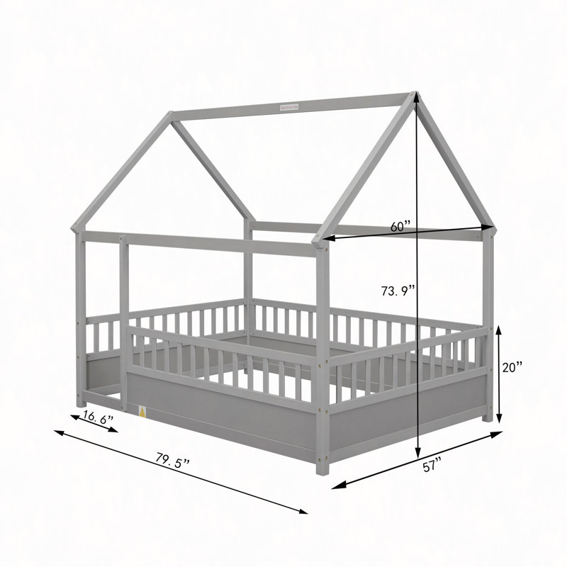 Abderraouf Bed, Full, Gray