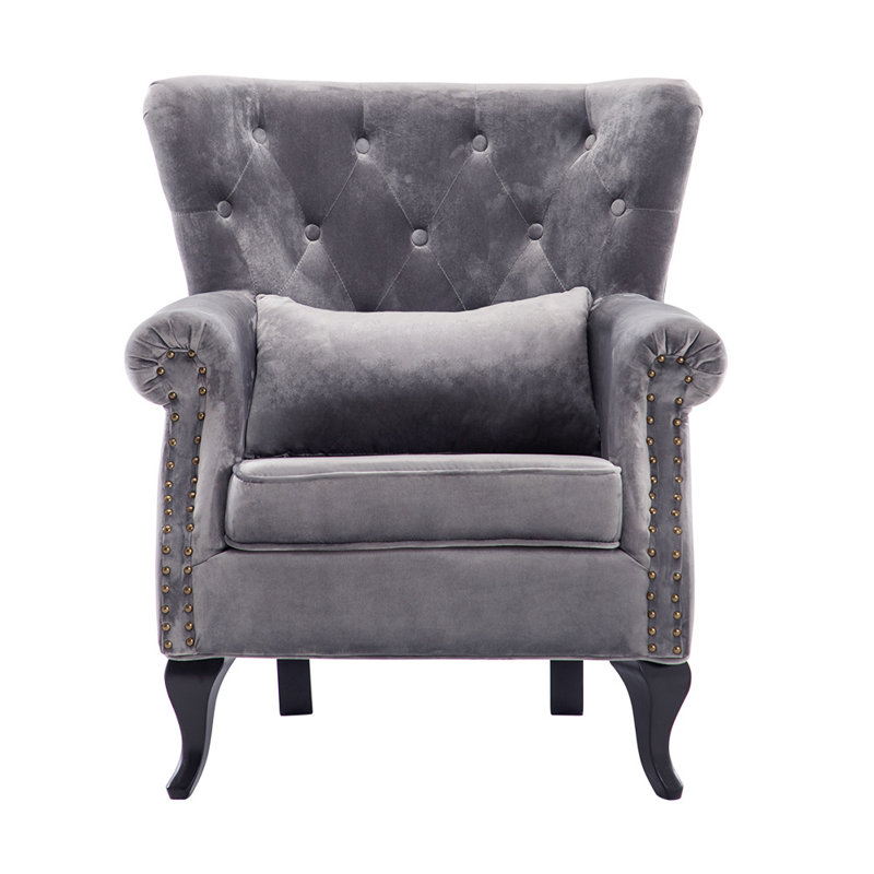 Abrianna 75 cm W Upholstered Velvet Wingback  Armchair