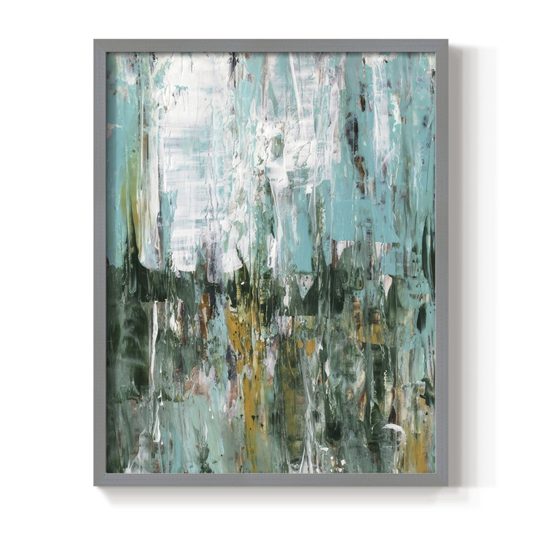 Abstract Turquoise Forest I Framed Print - Solid Wood