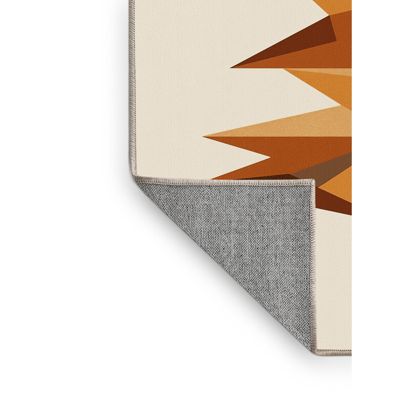 Tapis géométrique beige lavable à la machine à motif pin minimaliste Oyan, 8 x 10