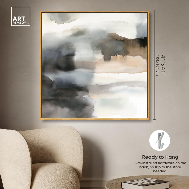 Toile «Tonal Mirage II» par Art Remedy, Cadre flottant doré, H 41 po x l 41 po x P 1,8 po