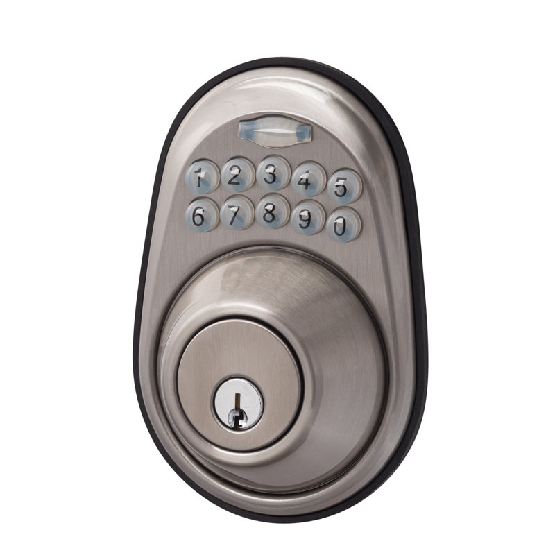 Serrure à clé électronique, ronde, Nickel satiné