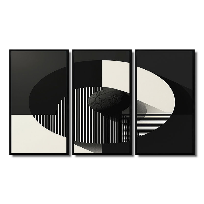 Ensemble de décorations géométriques géométriques, Cadre flottant noir, H 40 po x l 60 po x P 1 po