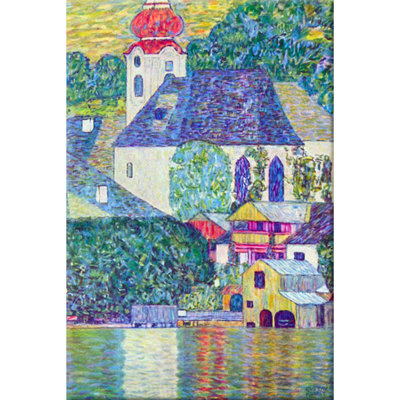 Reproduction d’art sur toile tendue, "st. wolfgang église" par gustav klimt,