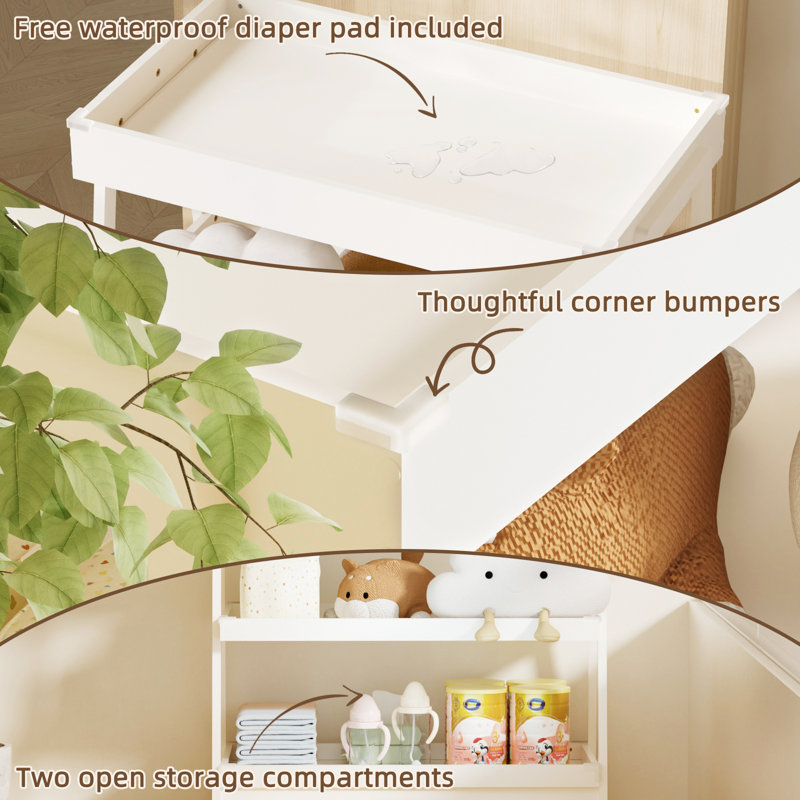 Changing Table With Pad, White