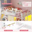 Lit mezzanine bas pour enfant (1 place) avec 2 tablettes et 4 tiroirs de rangement, en métal, avec barrières de sécurité cintrées de 48 cm, éclairage intégré et rangement de chevet, espace de jeu sous le lit, blanc.-2108123423