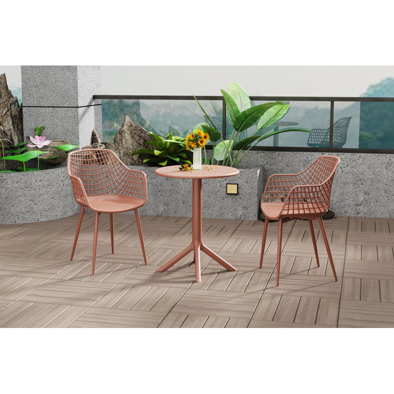 Daykin 2 - Person Patio Dining Set with Round Table, Orange