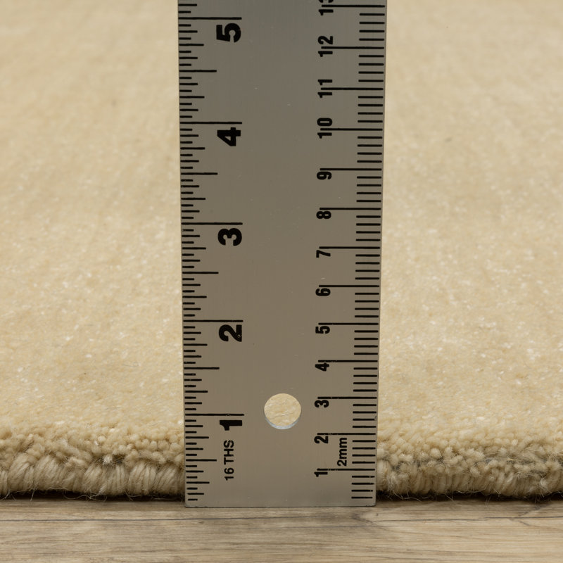 Yolandi Beige Solid Color Hand Tufted Wool Area Rug, Runner 2'6" x 8'