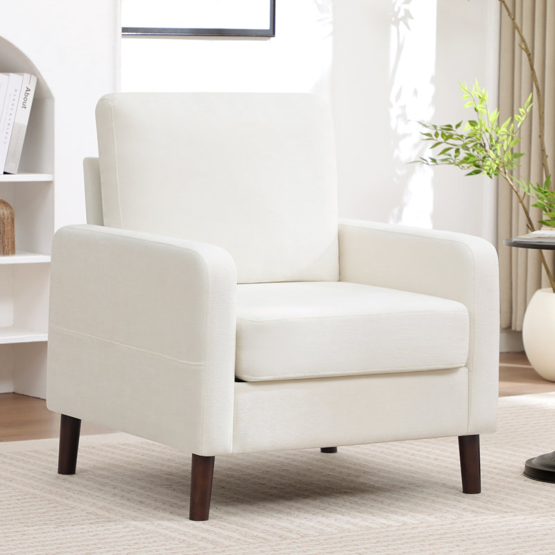 Upholstered Swivel Armchair, White