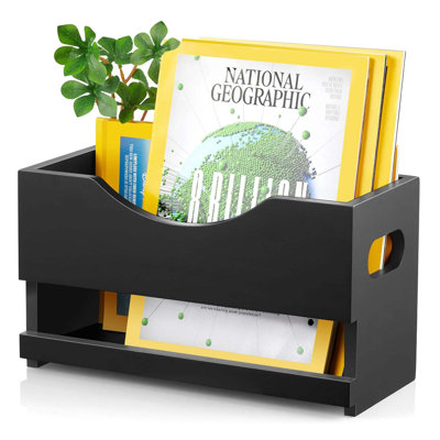Magazine Rack Wood Magazine Basket Magazine Holder for Floor Countertop Magazine File Newspaper Storage Rack