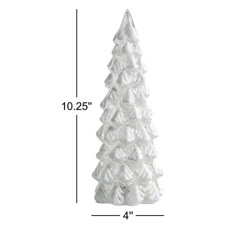 Mireille 2-Piece Set LED Snow Tabletop Trees, 10.25" H x 4" W x 4" D