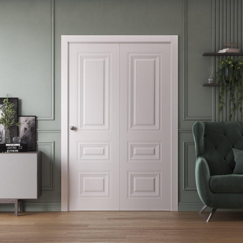 Portes coulissantes pliantes pour garde-robe | Blanc ESSENTIEL 1233 | Ensemble de quincaillerie pour moulures robustes | Portes de garde-robe de chambre en bois massif