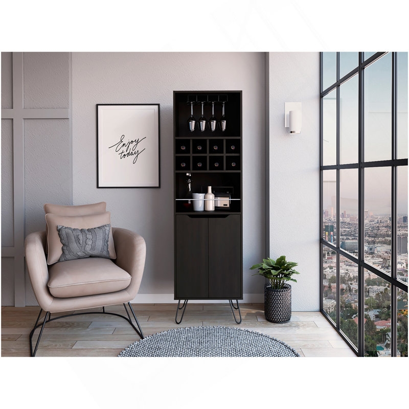 Armoire de bar 8 tablettes 8 bouteilles Wengé, Wengé