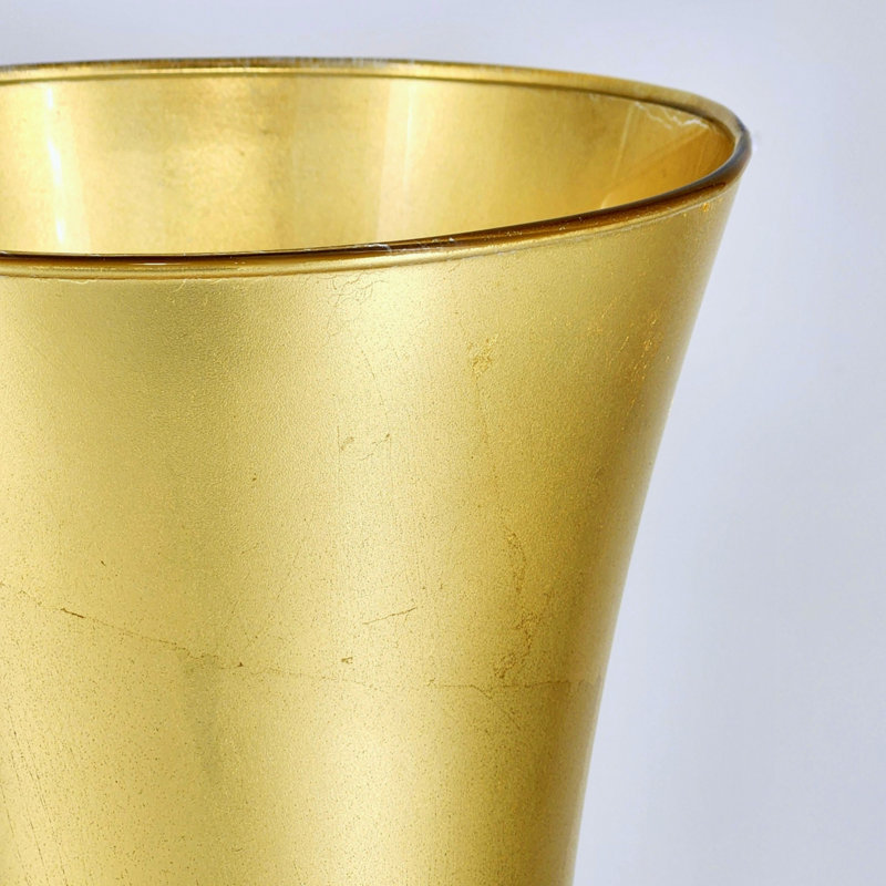 Vase en verre doré massif, Doré, Hauteur totale - 14,75 po