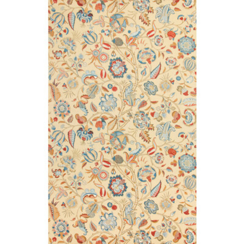 Maisonnette Aravali 100% Linen Fabric, Currant/Blue
