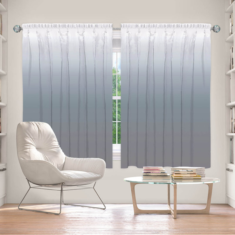 Vandela Room Darkening Curtain Pair, 40" W x 61" L, Gray/Dark/Blue