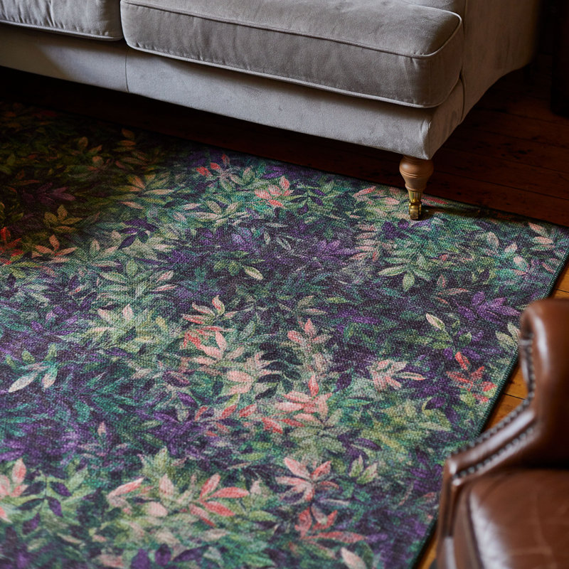 Clarke & Clarke Floral Area Rug, Green/Purple, Rectangle 185 x 290 cm