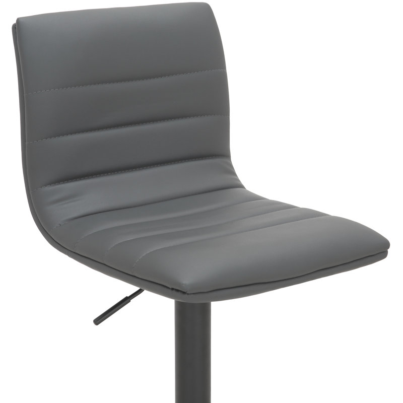Mootrey Swivel Upholstered Adjustable Height Counter Stool with Metal Frame, Charcoal