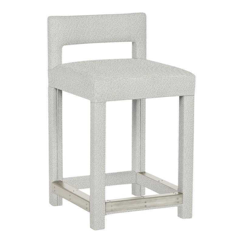 Utica By Thom Filicia Upholstered Counter Stool with Solid Wood Frame, Wrenn, Callaloo coton