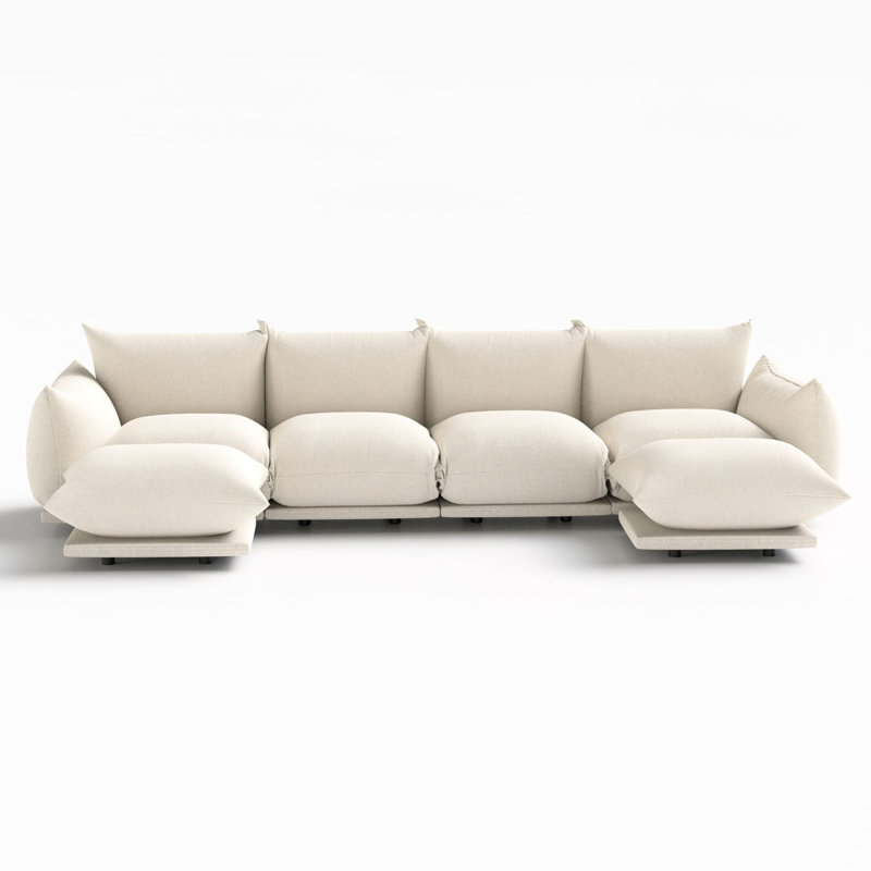 Canapé modulaire rembourré de salon Khameron , Mélange de lin beige