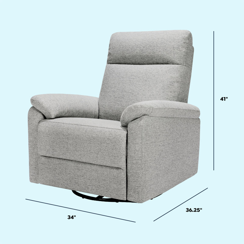 Frost Grey Upholstered Wood Swivel Recliner Chair