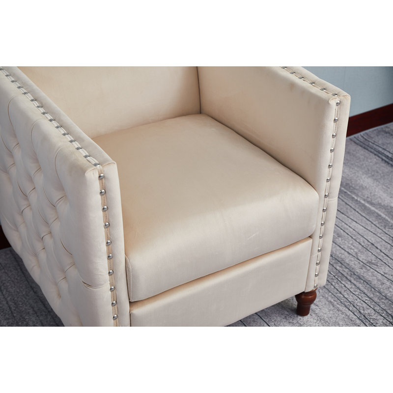 Memphis Velvet Armchair, Beige Velvet
