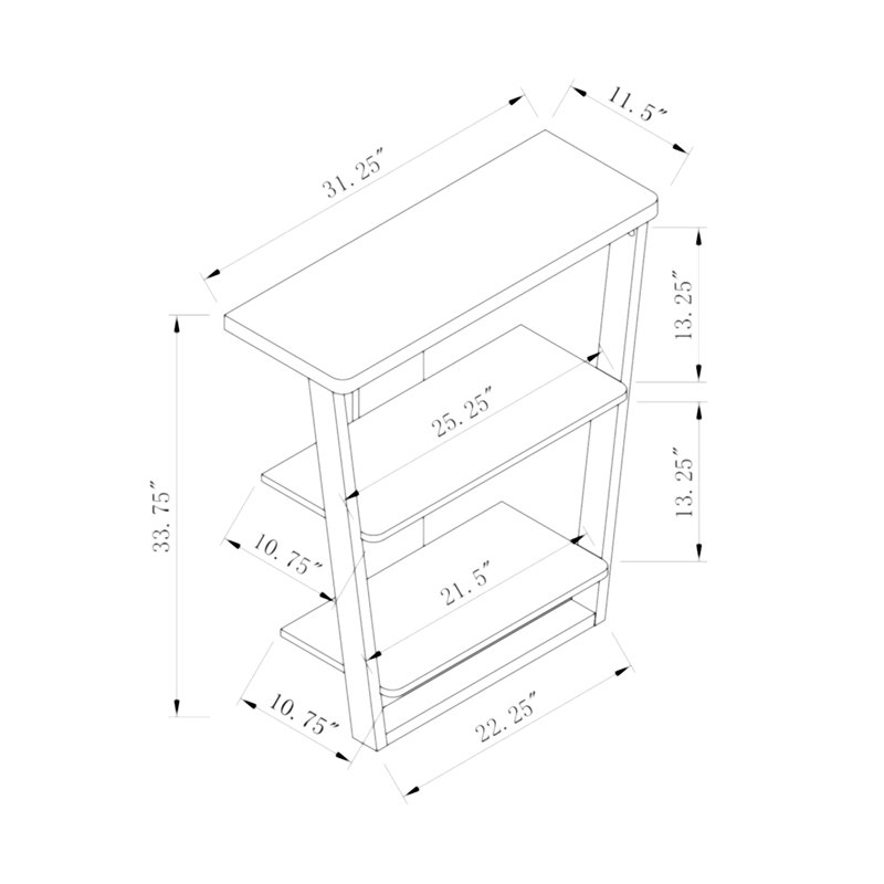 Botwinick 31.25'' W Rectangle Standing Desk, Console Table with Three Open Shelves, White/Natural