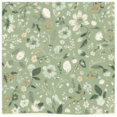 Toile tendue à motif floral vert en plusieurs tailles