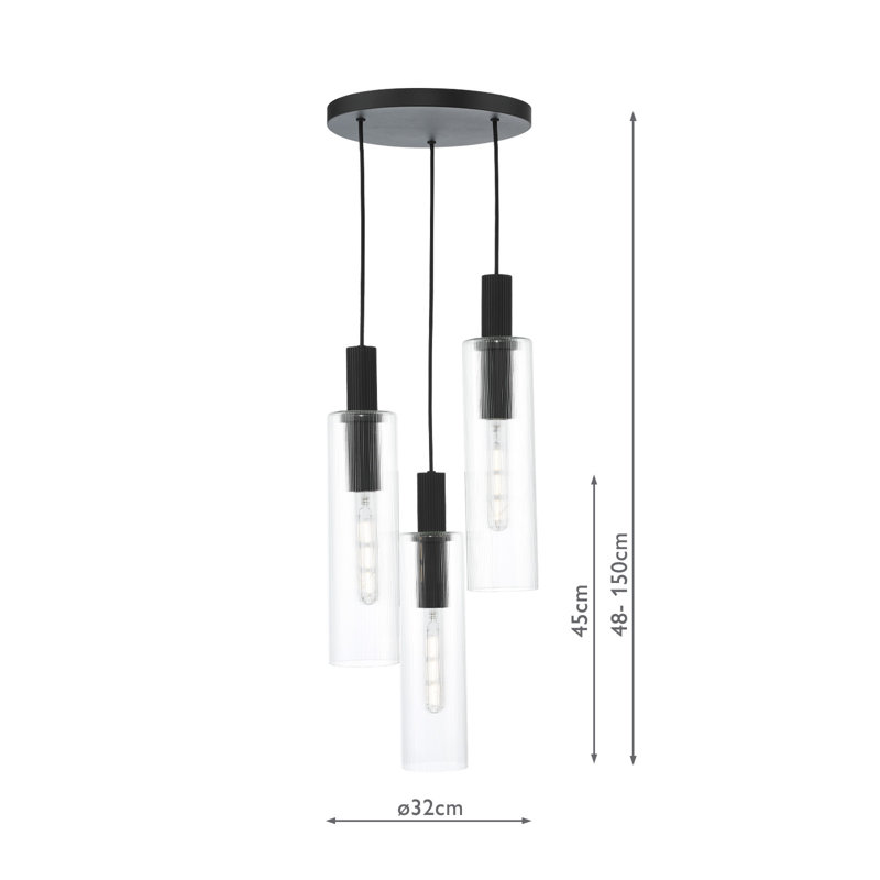 Cordel 3 - Light Pendant, Satin Black
