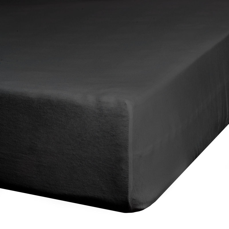 100% Cotton Jersey Fitted Sheet, Black, 140 x 200 cm
