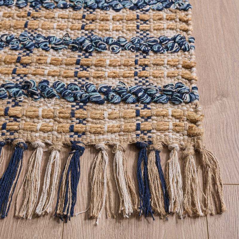 Tapis tissé à la main en coton 0,25 jute 0,15 Olympe, Rectangle 4 pi x 6 pi