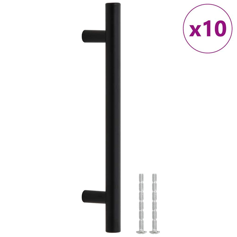 Metro Lane Cabinet Handles 10 Pcs Black 64 Mm Stainless Steel, 128mm, Black