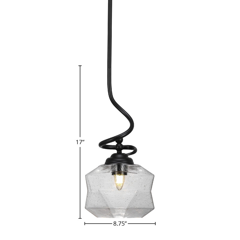 Luminaire suspendu Capri de couleur noir mat avec verre transparent de 8,75 po
