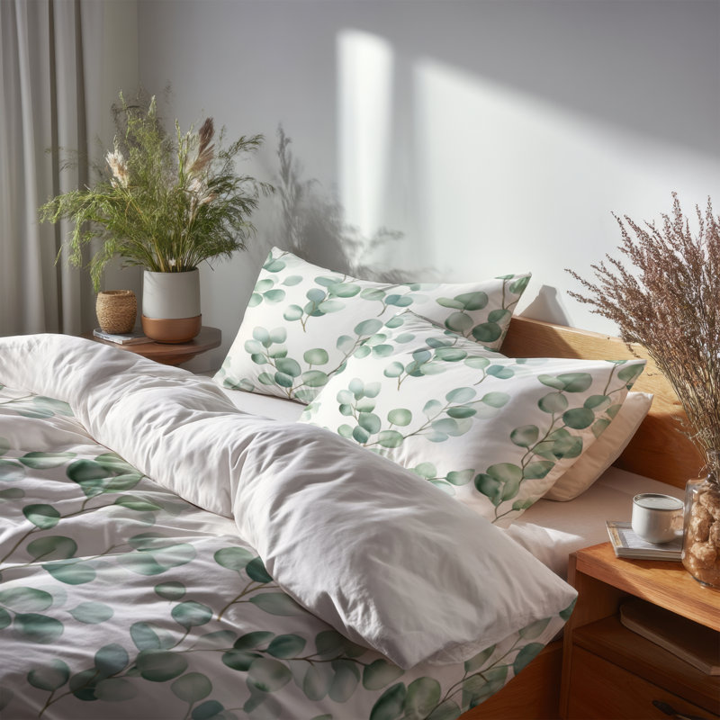 Ensemble de 4 édredons Coastal Bed - Ensemble de literie Air Eucalyptus vert, Queen Comforter + 3 Additional Pieces