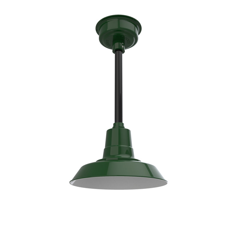 Luminaire suspendu en forme de dôme à 1 lumière DEL Haleigh, H 48 po x l 12 po x P 12 po, Vert rétro / noir